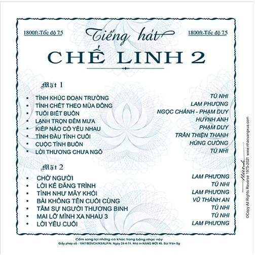 Đĩa CD 1046A. CHẾ LINH 2 - CD PRE 75 chất lượng cao